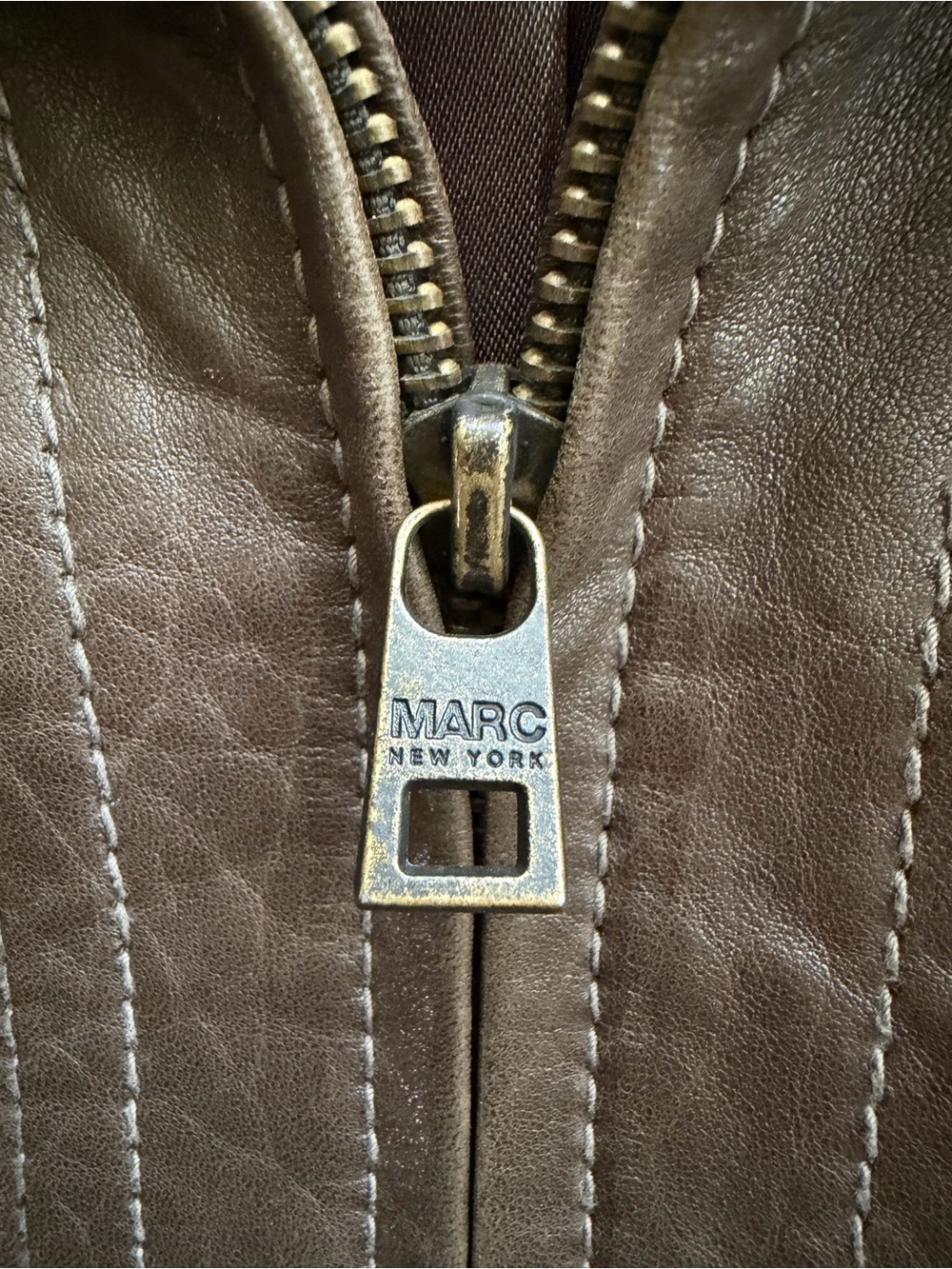 Vintage Andrew Marc Brown Soft Lambskin Leather Jacket Women Small Y2K Zip Up SM - Picture 4 of 13